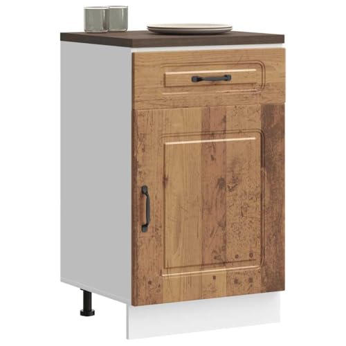 Qnhdfrt Küchenschrank Unterschrank Kalmar Altholz Holzwerkstoff 50 x 46 x 81,5 cm mit verstellbaren Füßen großem Stauraum für Küche von Qnhdfrt