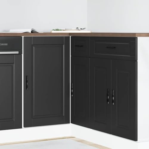 Qnhdfrt Küchenschrank Unterschrank Porto Schwarz aus Robustem Holzwerkstoff 86x46x81.5 cm mit Verstellbaren Füßen Großzügiger Stauraum für Küchenaufbewahrung von Qnhdfrt