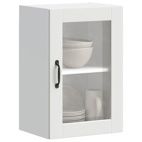 Qnhdfrt Küchenschrank mit Glastür Weiß Hängend Wandmontage 40x31x60cm Robust Langlebig aus Holzwerkstoff für Effiziente Küchenorganisation von Qnhdfrt