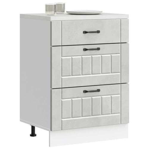Qnhdfrt Küchenunterschrank Apothekerschrank Vorratsschrank Holzwerkstoff Betongrau 60x46x81,5 cm mit verstellbaren Füßen für Küche von Qnhdfrt