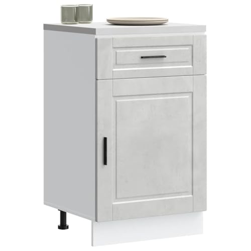 Qnhdfrt Küchenunterschrank Betongrau Holzwerkstoff 50x46x81.5 cm mit verstellbaren Füßen und viel Stauraum für Küchenorganisation Robust und langlebig von Qnhdfrt