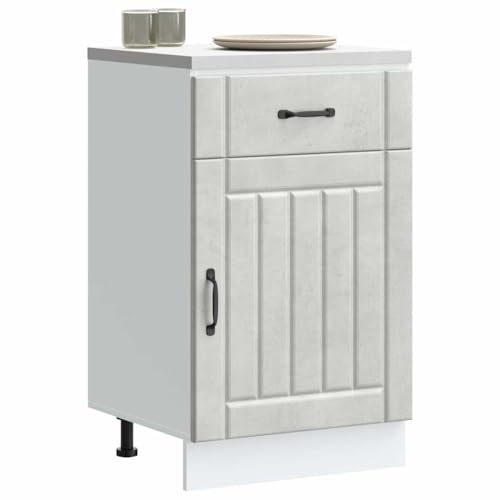 Qnhdfrt Küchenunterschrank Betongrau Holzwerkstoff 50x46x81.5cm mit verstellbaren Füßen und großzügigem Stauraum für Küchenorganisation von Qnhdfrt