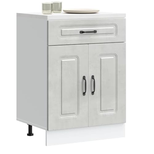 Qnhdfrt Küchenunterschrank Betongrau Holzwerkstoff 60x46x81.5 cm mit verstellbaren Füßen für optimale Küchenorganisation und Stauraum von Qnhdfrt