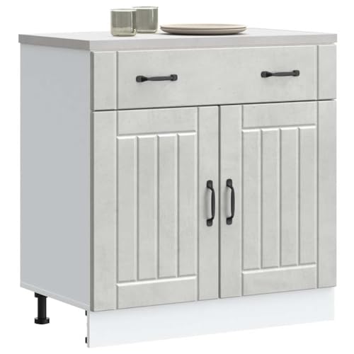 Qnhdfrt Küchenunterschrank Betongrau Holzwerkstoff 80x46x81,5cm mit verstellbaren Füßen für optimale Aufbewahrung in Küche als Vorratsschrank oder Geschirrschrank von Qnhdfrt