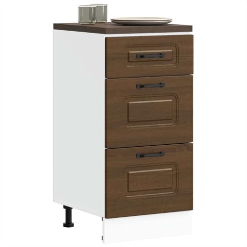Qnhdfrt Küchenunterschrank Braun Eichen-Optik Holzwerkstoff 40x46x81.5 cm mit großem Stauraum und verstellbaren Füßen für Küchenorganisation als Beistellschrank oder Vorratsschrank von Qnhdfrt