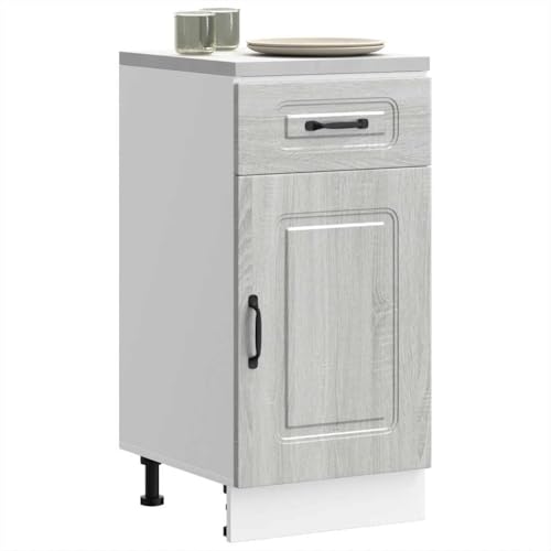 Qnhdfrt Küchenunterschrank Grau Sonoma 40x46x81,5 cm Holzwerkstoff Schrank mit Stauraum und verstellbaren Füßen für Küchenaufbewahrung von Qnhdfrt