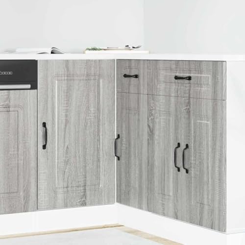 Qnhdfrt Küchenunterschrank Grau Sonoma aus Holzwerkstoff 86x46x81.5cm mit verstellbaren Füßen für optimierte Küchenlagerung von Qnhdfrt