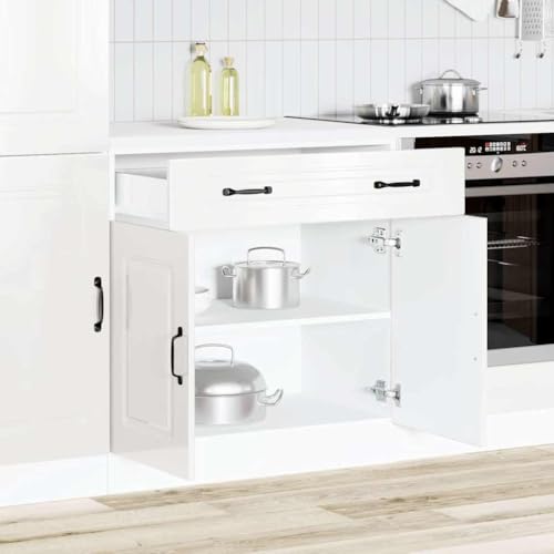 Qnhdfrt Küchenunterschrank Hochglanz-Weiß aus Holzwerkstoff 80x46x81.5cm mit verstellbaren Füßen und großem Stauraum für optimale Küchenorganisation robust und langlebig von Qnhdfrt