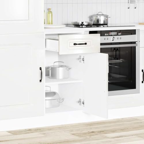Qnhdfrt Küchenunterschrank Kalmar Hochglanz-Weiß Holzwerkstoff 40x46x81.5 cm mit verstellbaren Füßen für optimierte Küchenorganisation und praktische Aufbewahrung von Qnhdfrt
