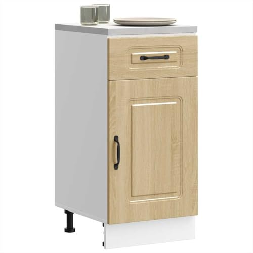 Qnhdfrt Küchenunterschrank Kalmar Sonoma-Eiche Holzwerkstoff 40x46x81,5 cm mit verstellbaren Füßen großer Stauraum für Schüsseln Teller praktisches Küchenmöbel von Qnhdfrt