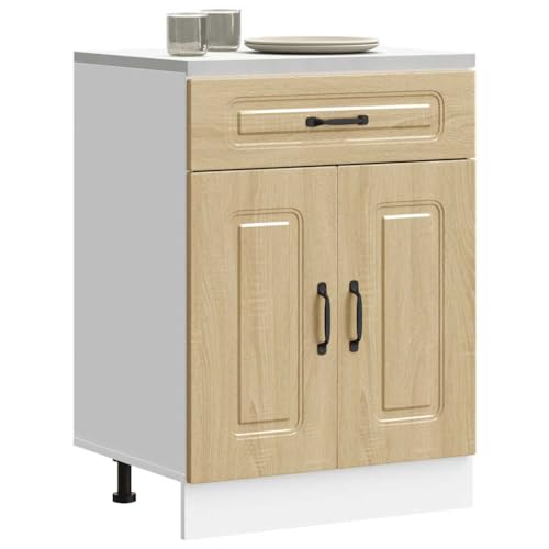 Qnhdfrt Küchenunterschrank Kalmar Sonoma-Eiche Holzwerkstoff 60x46x81.5cm mit verstellbaren Füßen viel Stauraum für Küchenorganisation Vorratsschrank von Qnhdfrt