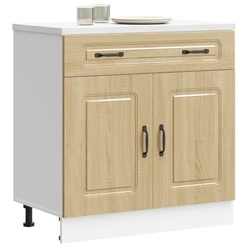 Qnhdfrt Küchenunterschrank Kalmar Sonoma-Eiche Holzwerkstoff 80x46x81.5cm mit Verstellbaren Füßen Großer Stauraum für Geschirr und Vorräte Robust Küchenschrank von Qnhdfrt