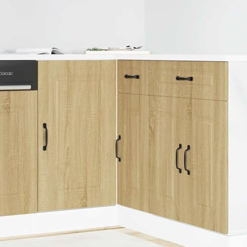 Qnhdfrt Küchenunterschrank Kalmar in Sonoma-Eiche Holzwerkstoff, 86x46x81.5 cm, mit verstellbaren Füßen und großzügigem Stauraum für Geschirr und Kochutensilien in der Küche von Qnhdfrt