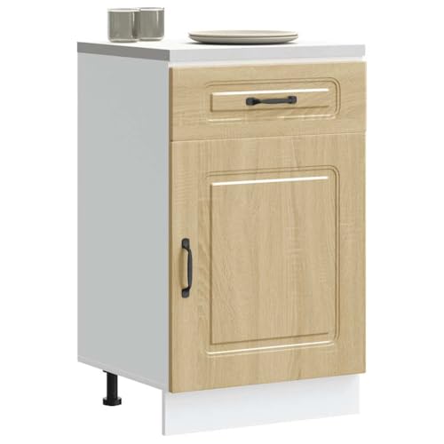 Qnhdfrt Küchenunterschrank Kalmar in Sonoma-Eiche aus Holzwerkstoff mit verstellbaren Füßen für Küchenorganisation Abmessungen 50x46x81.5cm viel Stauraum praktisches Design von Qnhdfrt