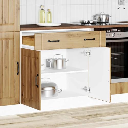 Qnhdfrt Küchenunterschrank Lucca Artisan-Eiche Holzwerkstoff 80x46x81.5cm mit verstellbaren Füßen viel Stauraum für Küchengeräte praktisches Möbel von Qnhdfrt