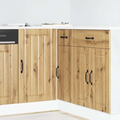 Qnhdfrt Küchenunterschrank Lucca Artisan-Eiche aus Holzwerkstoff 86x46x81,5cm mit verstellbaren Füßen für Küchenorganisation und Aufbewahrung von Qnhdfrt