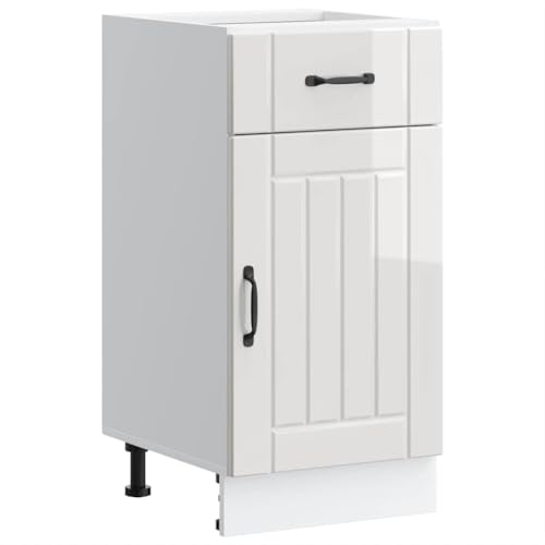 Qnhdfrt Küchenunterschrank Lucca Hochglanz-Weiß Holzwerkstoff 40x46x81.5 cm mit Verstellbaren Füßen und Großem Stauraum für Effiziente Küchenorganisation von Qnhdfrt