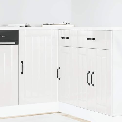 Qnhdfrt Küchenunterschrank Lucca Hochglanz-Weiß aus Holzwerkstoff 86x46x81,5 cm mit verstellbaren Füßen und großzügigem Stauraum von Qnhdfrt