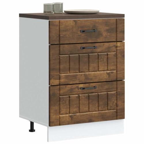Qnhdfrt Küchenunterschrank Lucca Räuchereiche Holzwerkstoff 60x46x81.5 cm mit verstellbaren Füßen für praktische Küchenaufbewahrung und optimale Raumorganisation von Qnhdfrt