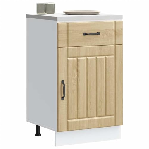 Qnhdfrt Küchenunterschrank Lucca Sonoma-Eiche Holzwerkstoff 50x46x81.5cm mit verstellbaren Füßen, Stauraum für Töpfe Geschirr Küchengeräte, praktische Türen, robuste Konstruktion für Küche Haushalt von Qnhdfrt