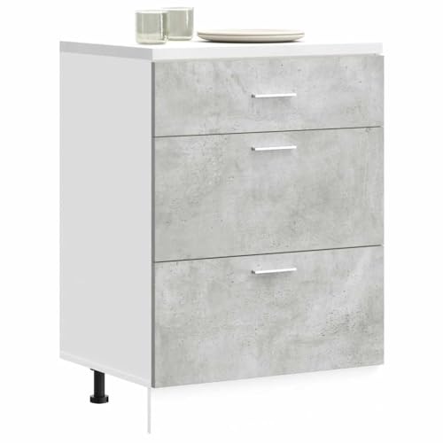 Qnhdfrt Küchenunterschrank Lyon Betongrau Holzwerkstoff 60x46x81,5 cm mit verstellbaren Füßen für optimale Küchenaufbewahrung und Organisation von Qnhdfrt