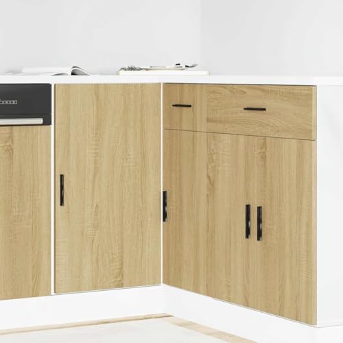 Qnhdfrt Küchenunterschrank Lyon in Sonoma-Eiche Holzwerkstoff 86x46x81,5 cm mit verstellbaren Füßen für optimale Küchenorganisation und großzügigen Stauraum von Qnhdfrt