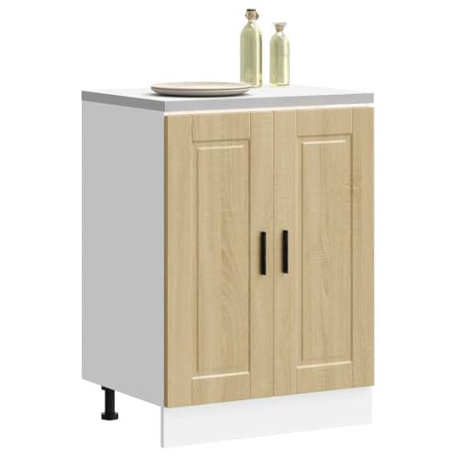Qnhdfrt Küchenunterschrank Porto 60cm Sonoma-Eiche Holzwerkstoff mit verstellbaren Füßen für Küchenregal Aufbewahrung von Qnhdfrt