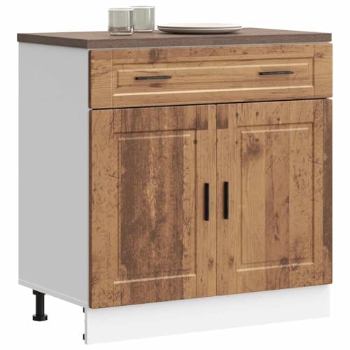 Qnhdfrt Küchenunterschrank Porto Altholz Holzwerkstoff 80x46x81.5 cm Stauraum Küchenschrank mit Verstellbaren Füßen für Küche von Qnhdfrt