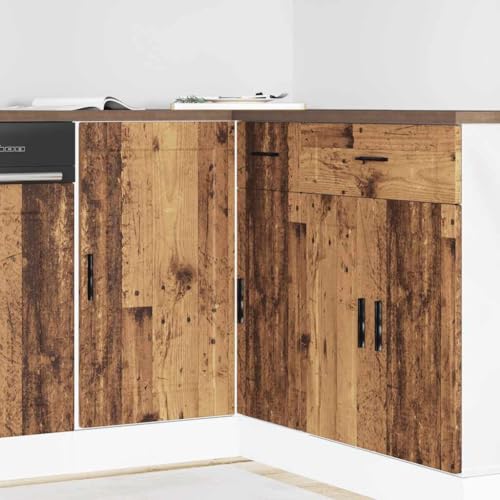 Qnhdfrt Küchenunterschrank Porto Altholz-Optik aus Holzwerkstoff 86x46x81,5cm Breit mit Verstellbaren Füßen und Großzügigem Stauraum für Küchenorganisation von Qnhdfrt