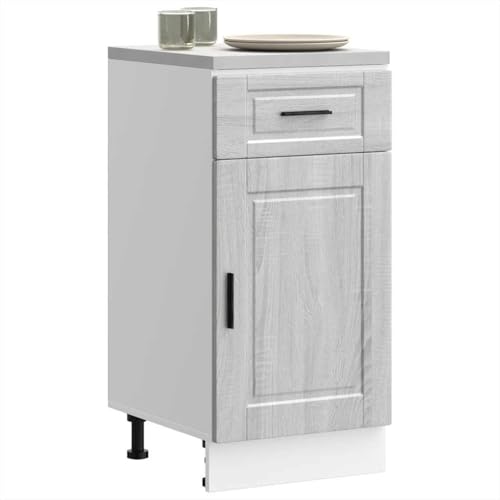 Qnhdfrt Küchenunterschrank Porto Grau Sonoma Holzwerkstoff 40x46x81.5 cm Schmal mit Verstellbaren Füßen Großer Stauraum für Geschirr Töpfe Kücheneinrichtung von Qnhdfrt