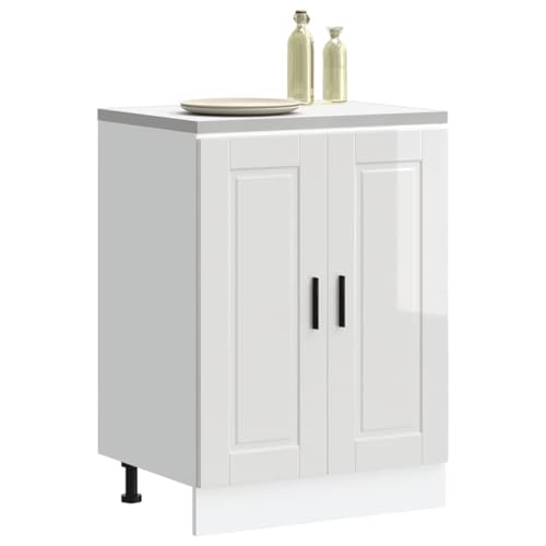 Qnhdfrt Küchenunterschrank Porto Hochglanz-Weiß Holzwerkstoff 60x46x81.5cm Stauraum Optimierer mit Verstellbaren Füßen für Kücheneinrichtung von Qnhdfrt