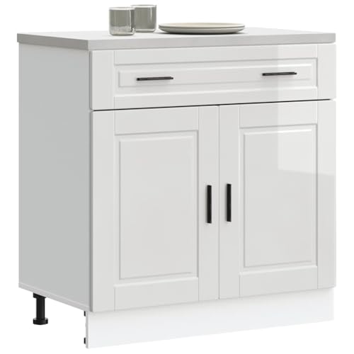 Qnhdfrt Küchenunterschrank Porto Hochglanz Weiß Holzwerkstoff 80x46x81.5cm Stauraum Optimierter Aufbewahrungsschrank mit Verstellbaren Füßen für Küche von Qnhdfrt