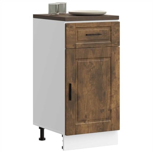 Qnhdfrt Küchenunterschrank Porto Räuchereiche Holzwerkstoff 40x46x81.5 cm mit verstellbaren Füßen und großem Stauraum für optimale Küchenorganisation von Qnhdfrt