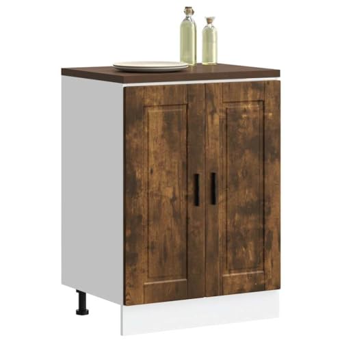 Qnhdfrt Küchenunterschrank Porto Räuchereiche Holzwerkstoff 60x46x81,5cm mit Verstellbaren Füßen Robust und Langlebig für e Küchenorganisation Großzügiger Stauraum von Qnhdfrt
