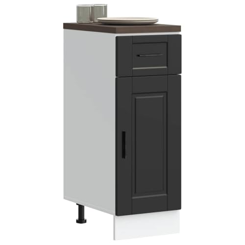 Qnhdfrt Küchenunterschrank Porto Schwarz Holzwerkstoff 30x46x81.5 cm mit verstellbaren Füßen und viel Stauraum für optimale Küchenorganisation von Qnhdfrt