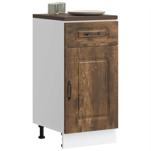 Qnhdfrt Küchenunterschrank Räuchereiche Holzwerkstoff 40x46x81.5 cm mit Verstellbaren Füßen, Starker Aufbewahrungsschrank für Küchenorganisation von Qnhdfrt