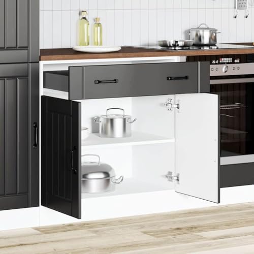 Qnhdfrt Küchenunterschrank Schwarz Aus Holzwerkstoff 80x46x81.5 cm Mit Verstellbaren Füßen Robust für Effiziente Küchenorganisation und Aufbewahrung Qnhdfrt Küchenunterschrank Schwarz Aus Holzwerkstoff 80x46x81.5 cm Mit Verstellbaren Füßen Robust für Effiziente Küchenorganisation und Aufbewahrung von Qnhdfrt