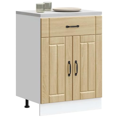 Qnhdfrt Küchenunterschrank Sonoma-Eiche aus Holzwerkstoff 60x46x81.5 cm mit großem Stauraum verstellbaren Füßen für Küchenorganisation Vorratsschrank von Qnhdfrt
