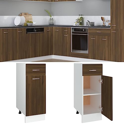 Qnhdfrt Küchenunterschrank mit Schublade Braun Eichen-Optik 30x46x81,5 cm Schmaler Aufbewahrungsschrank für Geschirr und Küchenutensilien in Küche von Qnhdfrt