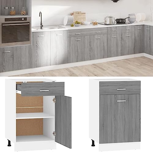 Qnhdfrt Küchenunterschrank mit Schublade Lyon Grau Sonoma 50x46x81,5 cm - Robuster Schrank für Küchenaufbewahrung mit Stauraum von Qnhdfrt