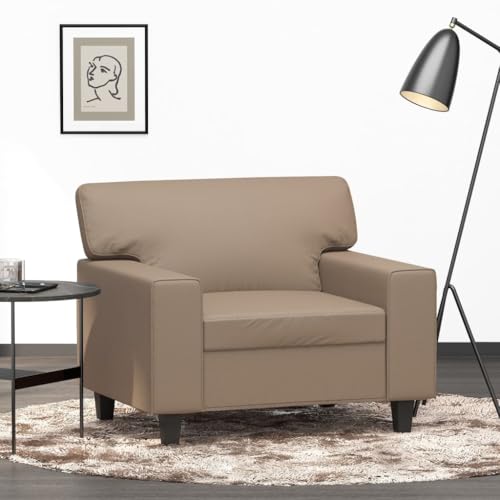 Qnhdfrt Kunstleder Sessel Cappuccino-Braun 60 cm Moderner Relaxsessel mit Robustem Metallgestell für Wohnzimmer Lesen und Entspannung von Qnhdfrt