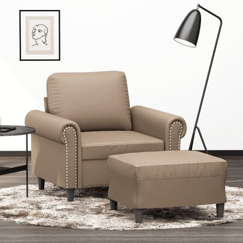 Qnhdfrt Kunstleder Sessel mit Hocker Cappuccino-Braun 60 cm Moderner Relaxsessel für Wohnzimmer Leseecke oder Balkon Komfortables Design mit Stabiles Gestell Qnhdfrt Kunstleder Sessel mit Hocker Cappuccino-Braun 60 cm Moderner Relaxsessel für Wohnzimmer Leseecke oder Balkon Komfortables Design mit Stabiles Gestell von Qnhdfrt
