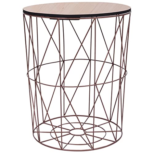 Qnhdfrt Kupfer Couchtisch mit Korb Design Ø 47 cm Höhe 57 cm Beistelltisch Multifunktional für Wohnzimmer Schlafzimmer Flur Qnhdfrt Kupfer Couchtisch mit Korb Design Ø 47 cm Höhe 57 cm Beistelltisch Multifunktional für Wohnzimmer Schlafzimmer Flur von Qnhdfrt