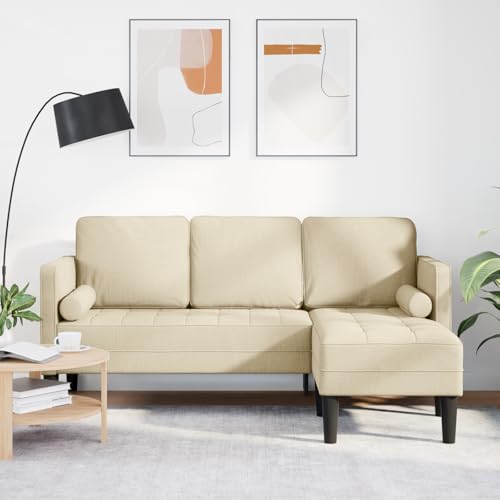 Qnhdfrt L-Form Ecksofa 3-Sitzer Creme 173 cm Stoff Wohnzimmer Sofa mit Massivholz Buche Modernes Design Bequem für Sitzecke Qnhdfrt L-Form Ecksofa 3-Sitzer Creme 173 cm Stoff Wohnzimmer Sofa mit Massivholz Buche Modernes Design Bequem für Sitzecke von Qnhdfrt
