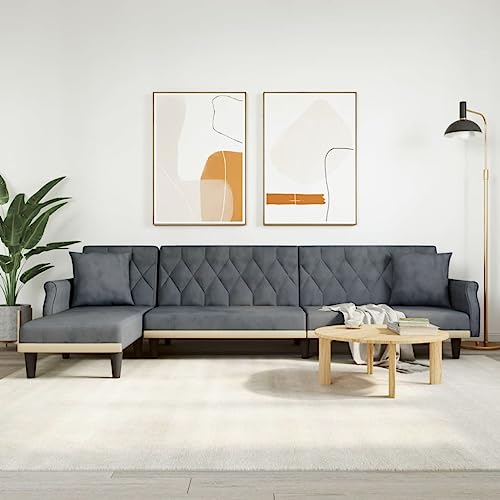 Qnhdfrt L-Form Schlafsofa Dunkelgrau 271 cm Samtbezug 3-in-1 Funktionssofa mit Chaiselongue für Wohnzimmer Qnhdfrt L-Form Schlafsofa Dunkelgrau 271 cm Samtbezug 3-in-1 Funktionssofa mit Chaiselongue für Wohnzimmer von Qnhdfrt