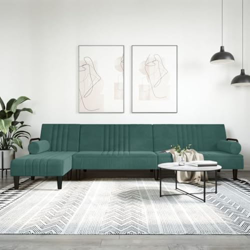 Qnhdfrt L-Form Schlafsofa Dunkelgrün 260x140x70 cm Samt Multifunktionales Ausziehbares Sofabett mit Chaiselongue für Wohnzimmer Gästezimmer Qnhdfrt L-Form Schlafsofa Dunkelgrün 260x140x70 cm Samt Multifunktionales Ausziehbares Sofabett mit Chaiselongue für Wohnzimmer Gästezimmer von Qnhdfrt