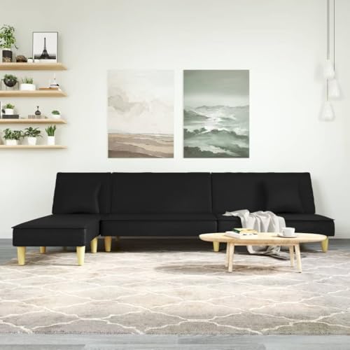 Qnhdfrt L-Form Schlafsofa Ecksofa Stoff Schwarz 255x140x70 cm Ausziehbares Gästebett mit Chaiselongue für Wohnzimmer Qnhdfrt L-Form Schlafsofa Ecksofa Stoff Schwarz 255x140x70 cm Ausziehbares Gästebett mit Chaiselongue für Wohnzimmer von Qnhdfrt