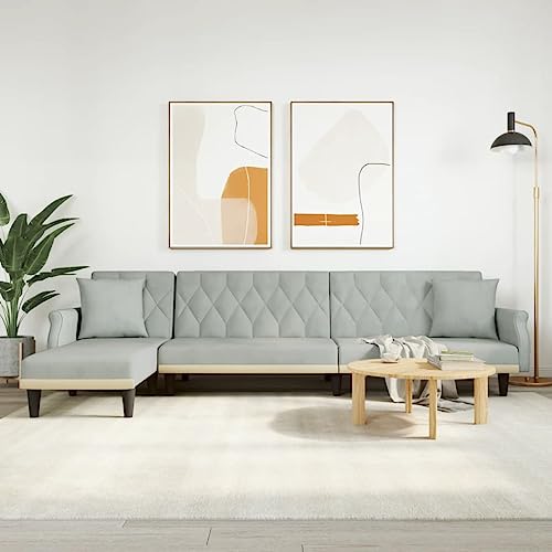 Qnhdfrt L-Form Schlafsofa Hellgrau Samt 271x140x70 cm Multifunktionales Ecksofa mit Schlaffunktion und Chaiselongue für Wohnzimmer Gästezimmer Qnhdfrt L-Form Schlafsofa Hellgrau Samt 271x140x70 cm Multifunktionales Ecksofa mit Schlaffunktion und Chaiselongue für Wohnzimmer Gästezimmer von Qnhdfrt