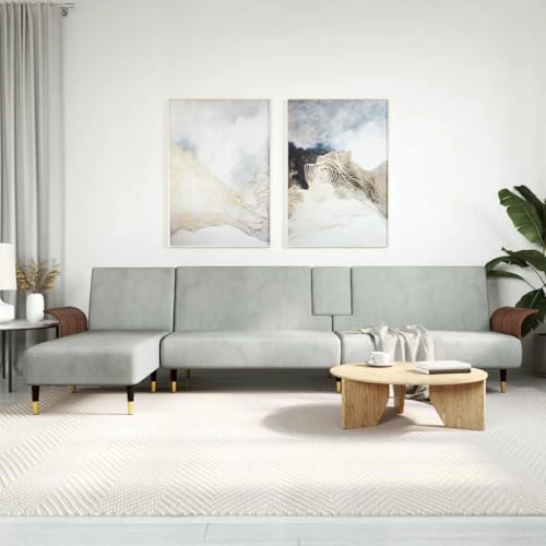 Qnhdfrt L-Form Schlafsofa Set Hellgrau mit Samtbezug, 279x140x70 cm, Ecksofa mit 3-Fach Verstellung und klappbarem Teetisch USB-Ladefunktion für Wohnzimmer Qnhdfrt L-Form Schlafsofa Set Hellgrau mit Samtbezug, 279x140x70 cm, Ecksofa mit 3-Fach Verstellung und klappbarem Teetisch USB-Ladefunktion für Wohnzimmer von Qnhdfrt