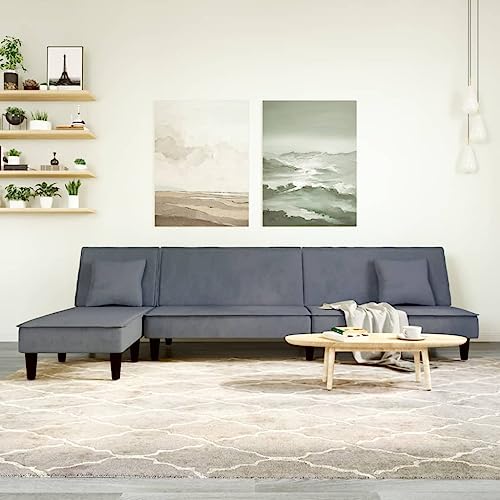 Qnhdfrt L-Form Schlafsofa mit Chaise Longue Dunkelgrau 255x140x70 cm Samtbezug Ausziehbares Ecksofa für Wohnzimmer und Gästeübernachtung Multifunktional Qnhdfrt L-Form Schlafsofa mit Chaise Longue Dunkelgrau 255x140x70 cm Samtbezug Ausziehbares Ecksofa für Wohnzimmer und Gästeübernachtung Multifunktional von Qnhdfrt